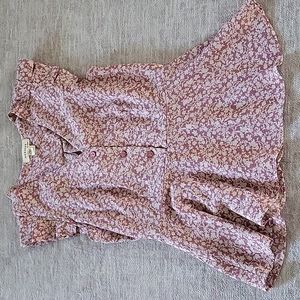 Women's blouse, size medium, pink and beige floral print